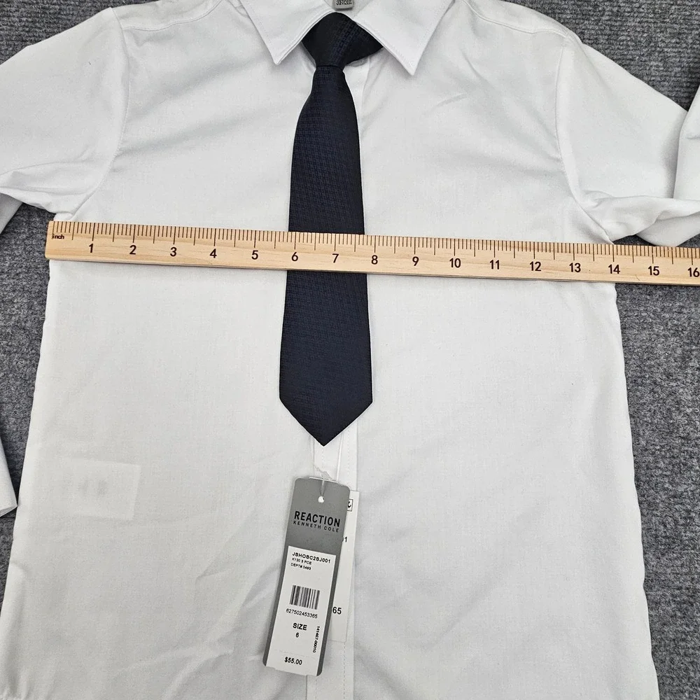 Kenneth Cole Reaction Dress Set Boys Size 6‎ Black / White Pants Shirt Tie NWOT
